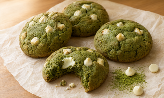 Galletas de matcha con chocolate blanco